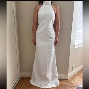Elegant White Halter Dress